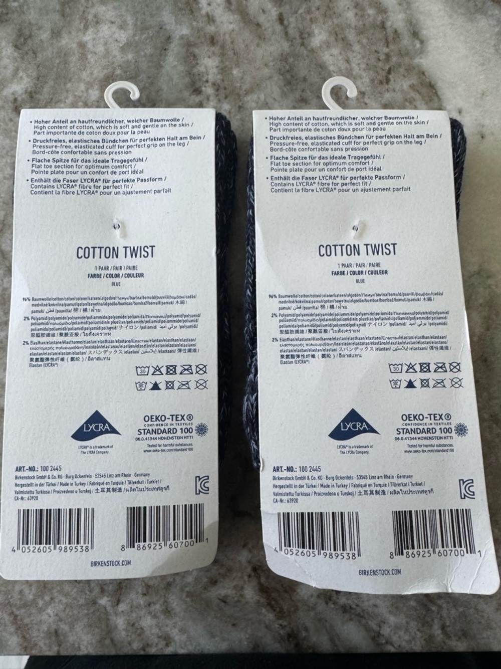 Birkenstock Women’s Blue Cotton Twist Socks. 2 Pairs. US SIZE 5-7/EU 36-38 - Picture 2 of 2
